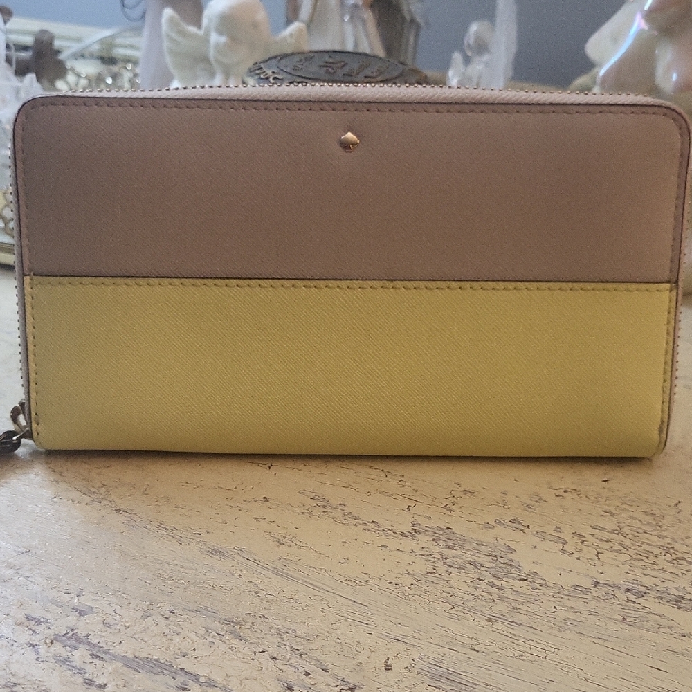 Kate Spade Taupe and Lemon Wallet